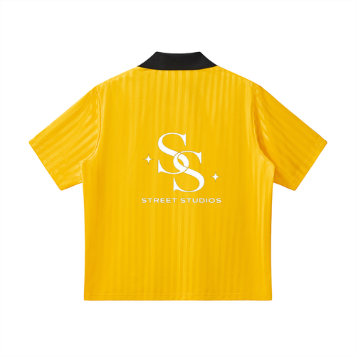 Contrast Collar Striped Soccer Jersey