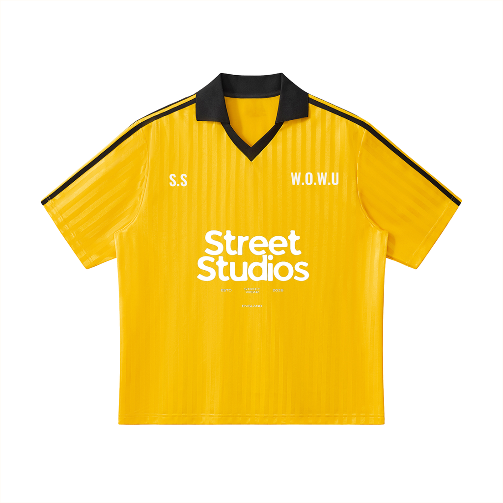 Contrast Collar Striped Soccer Jersey