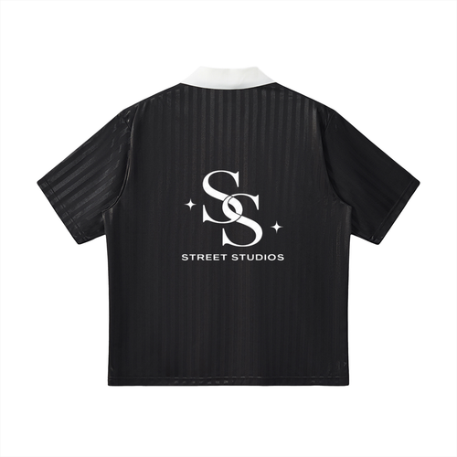 Contrast Collar Striped Soccer Jersey