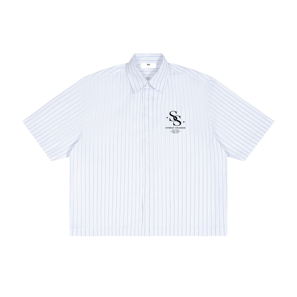 Unisex Striped Boxy Button-Up Shirt